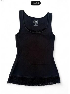 Black Lace Ribbed Cami Perfect Fit M